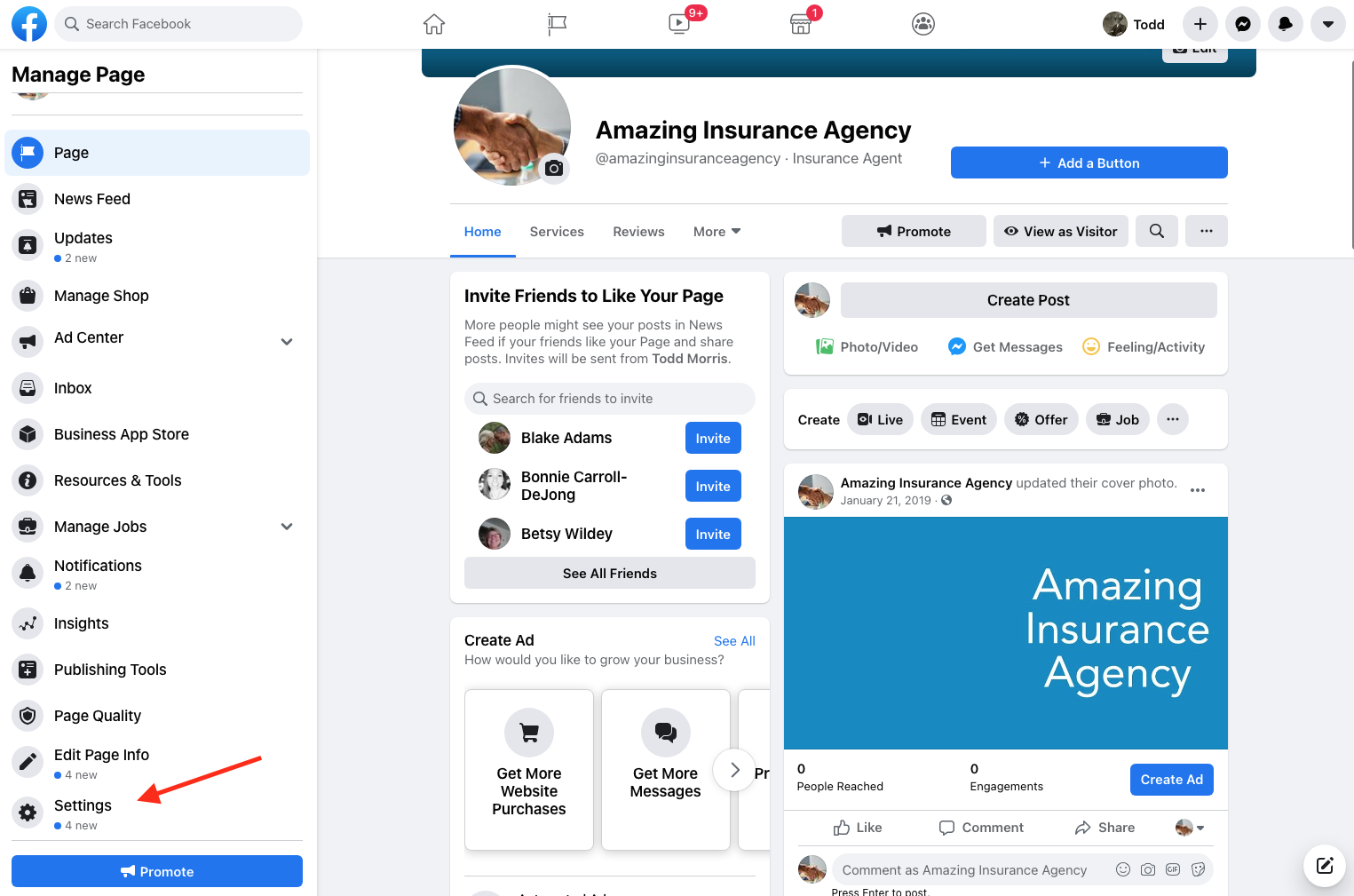 Facebook Advertiser page access step 1