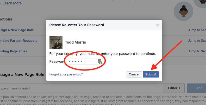 Facebook advertiser page access step 6